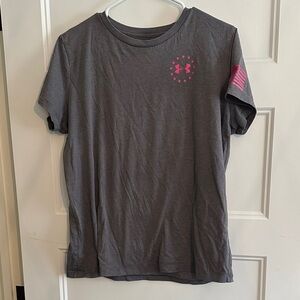Under Armour Charcoal Tee with Pink Accents